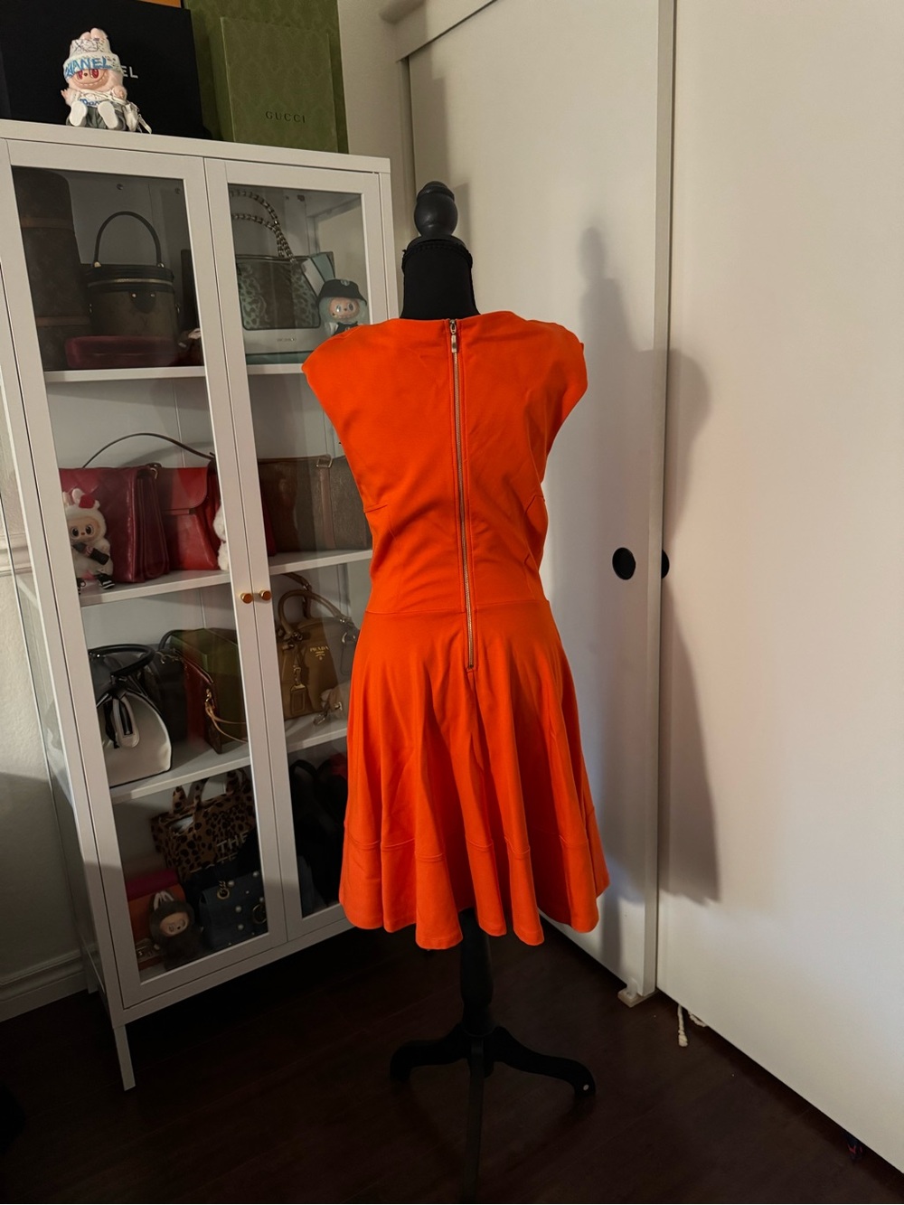 bebe Orange V-Neck Sleeveless Flared Mini Dress - Picture 2 of 3